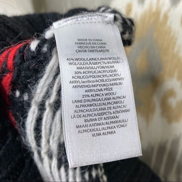 Polo Ralph Lauren Black, Red & White Wool Nordic FairIsle Crew Neck Sweater - Picture 16 of 16